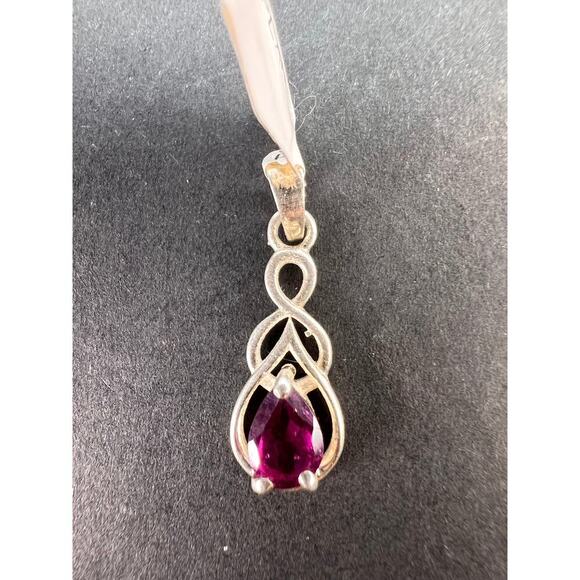 NEW raspberry rhodolite garnet sterling silver twist pendant - Picture 5 of 10